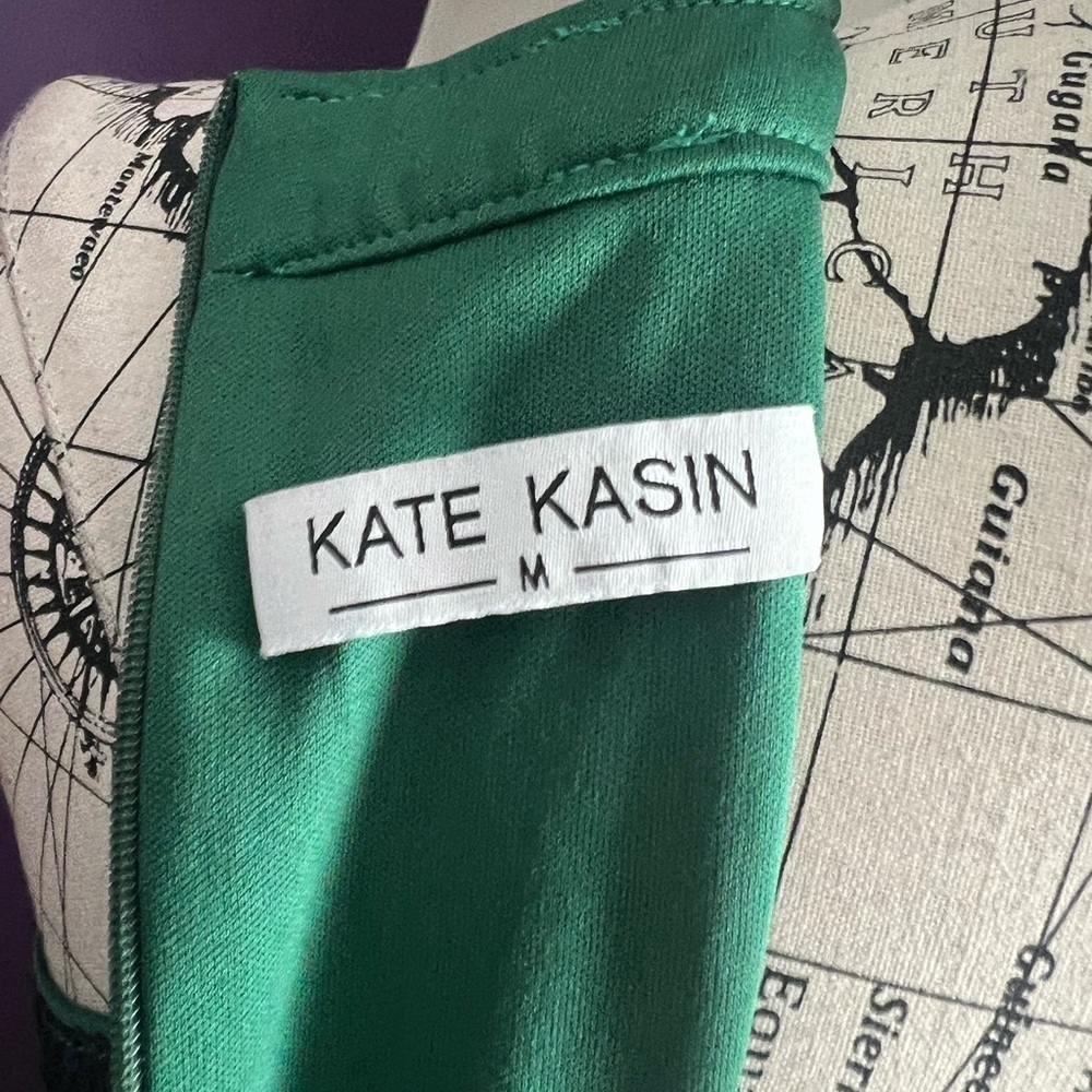 Kate Kasin Sequined Top Emerald Green Sleeveless Dress - Picture 7 of 8
